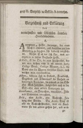 Verzeichniß und Erklärung der vornehmsten und üblichsten fremden Handelswörter.
