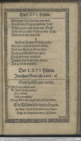 Der LXVI. Psalm. Jauchtzet Gott alle Land, [et]c.