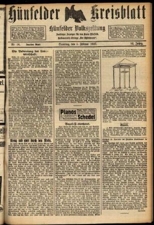 Zweite Ausgabe vom Samstag, den 05. Februar 1927.