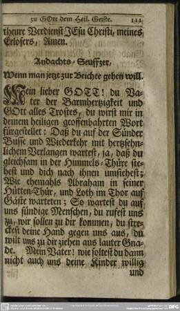 Andachts-Seuffzer, Wenn man jetzt zur Beichte gehen will