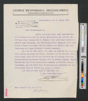 Brief an Werner von Melle