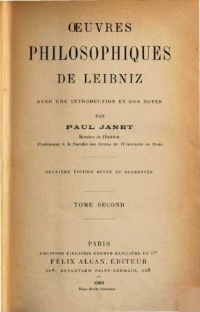 Oeuvres philosophiques de Leibniz. 2
