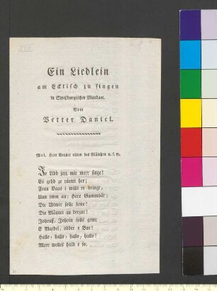 "Ein Liedlein am Ecktisch zu singen in Straßburgischer Mundart."