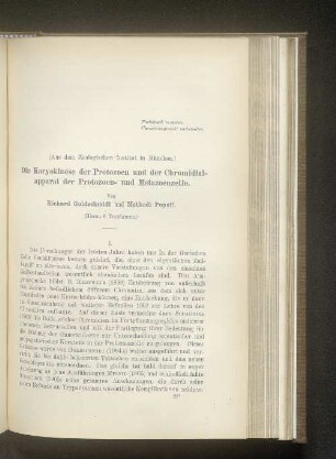 Die Karyokinese der Protozoen und der Chromidialapparat der Protozoen- und Metazoenzelle.