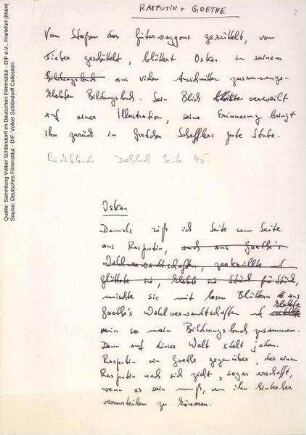 Notizen, handschriftlich von Volker Schlöndorff