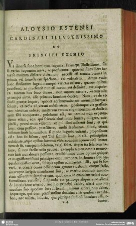 Aloysio Estensi Cardinali Illustrissimo Et Principi Eximio