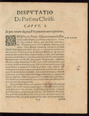Disputatio De Persona Christi.