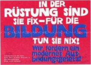Handzettel der SDAJ mit der Forderung nach einem neuen Ausbildungsgesetz