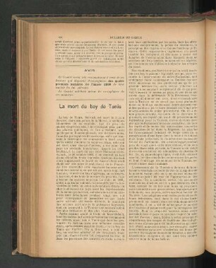 La mort du bey de Tunis.