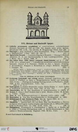 XVI. Bistum und Hochstift Speyer (Nr. 443-466)