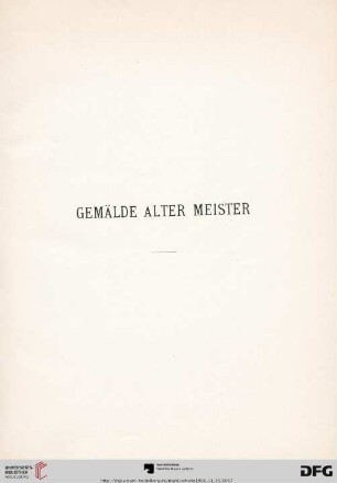Gemälde alter Meister (Nr. 1-100)