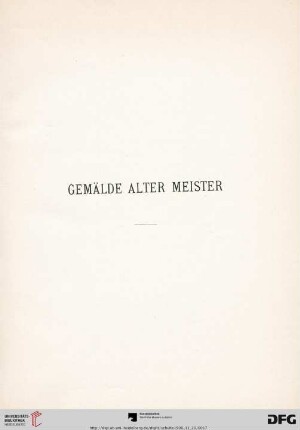 Gemälde alter Meister (Nr. 1-100)