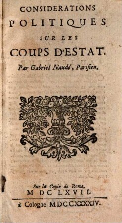 Considerations politiques sur les Coups d'Estat