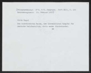 Brief von Gerhart Hauptmann an Fritz Engel