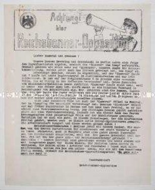 Hektografierters Rundschreiben der Reichsbanner-Opposition mit einem Aufruf zum Wahlboykott