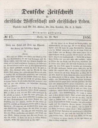 129-133 Franz von Sales und Frau von Chantal : Ein Beitrag zur katholischen Mystik. II. (Schluß)
