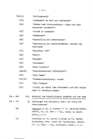 III. Material zum künstlerischen Schaffen und zum Werk