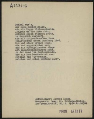 Dunkel war's,