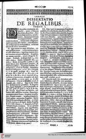 Dissertatio de Regalibus