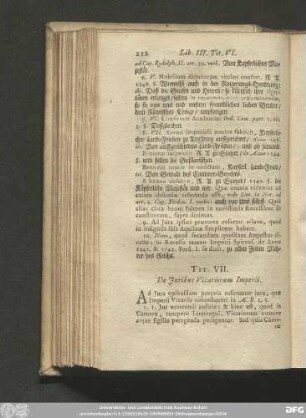 Tit. VII. De Iuribus Vitariorum Imperii.