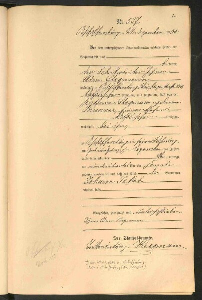 Standesamtsbuch der Stadt Aschaffenburg: Geburten 365/1900 - 184/1901
