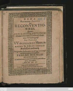 Disputatio Iuridica De Reconventionibus