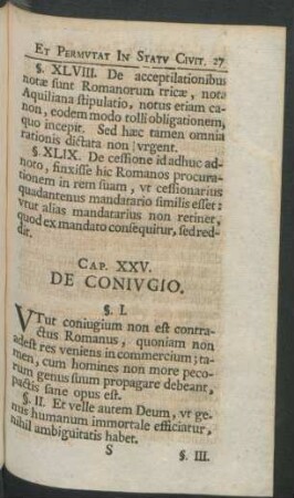 Cap. XXV. De Coniugio