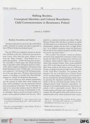 Shifting borders, conceptual identities and cultural boundaries : child commemoration in Renaissance Poland