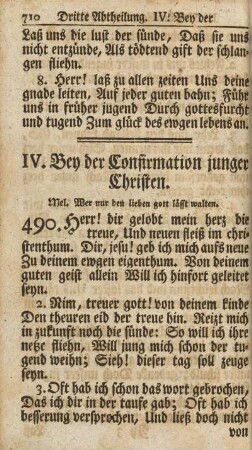 IV. Bey der Confirmation junger Christen