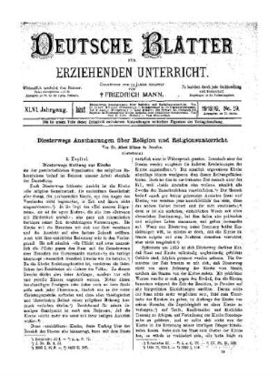 Diesterwegs Anschauungen über Religion und Religionsunterricht : (Fortsetzung)