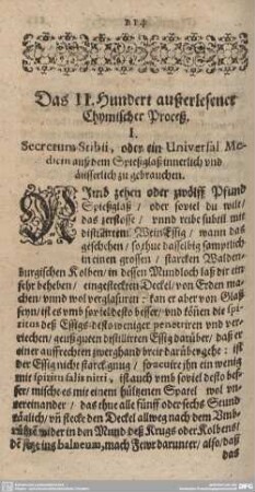 Das II. Hundert außerlesener Chymischer Proceß.
