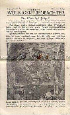 Britisches Nachrichtenblatt für die deutsche Bevölkerung "Wolkiger Beobachter" u.a. über Luftangriffe auf verschiedenen deutsche Städte