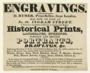 Engravings. D. Rymer Print-Seller, from London
