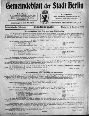 Sonderausgabe, 2. Dezember 1922