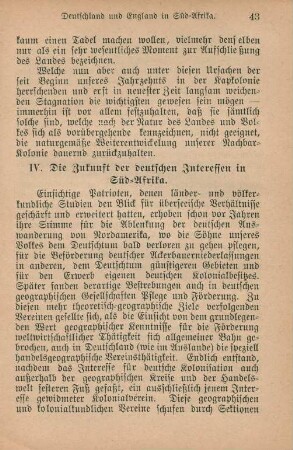 IV. Die Zukunft der deutschen Interessen in Süd-Afrika