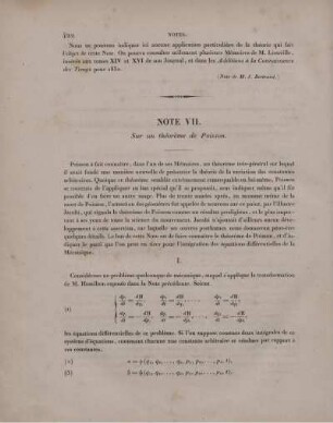 Note VII. Sur un théorème de Poisson.