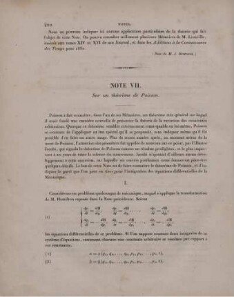 Note VII. Sur un théorème de Poisson.