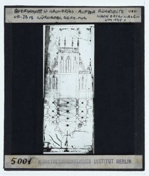 unbekannt, Grundriss u. Aufriss für eine Kapelle (Zeichnung) (Nürnberg GNM Hz3818v)