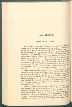 Nota editorial - Nuestra protesta