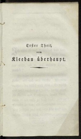 Erster Theil, vom Kleebau überhaupt.