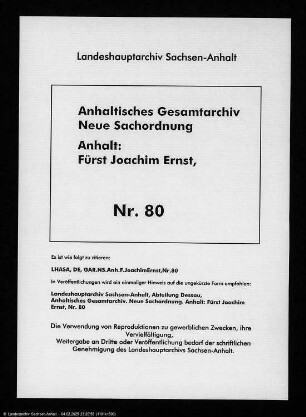 Joachim Ernst an Hettstedt, Rat