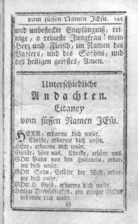 Andacht vom süssen Namen Jesu.