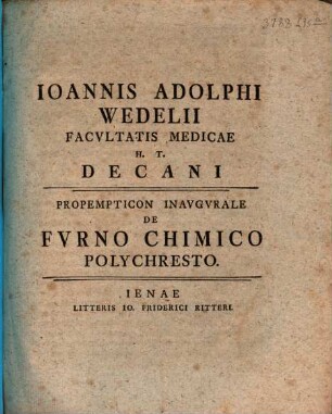 Propempt. inaug. de furno chimico polychresto