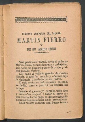 Historia completa del gaucho Martín Fierro y de su amigo Cruz