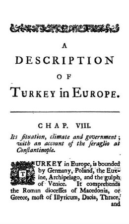 A Description of Turkey in Europe