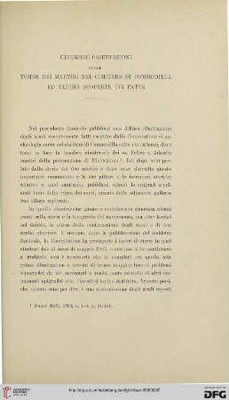 11: Ulteriori osservazioni sulle tombe dei martiri nel cimitero di Commodilla ed ultime scoperte ivi fatte
