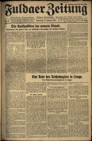 Ausgabe vom Dienstag, den 16. Januar 1934.