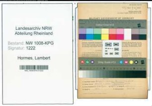 Entnazifizierung Lambert Hormes , geb. 20.05.1906 (Waldarbeiter)