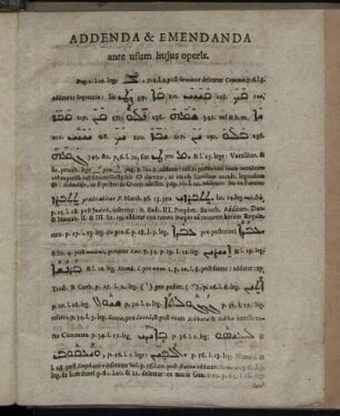 Addenda & Emendanda ante usum hujus operis.