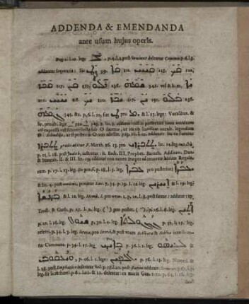 Addenda & Emendanda ante usum hujus operis.